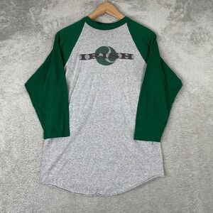 Irish Baseball Tee Mens Medium Green Raglan Graphic 3/4 Sleeve Vintage Y2K